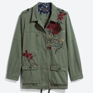 LAJU Lydia Embroidered Cargo Jacket Sz S